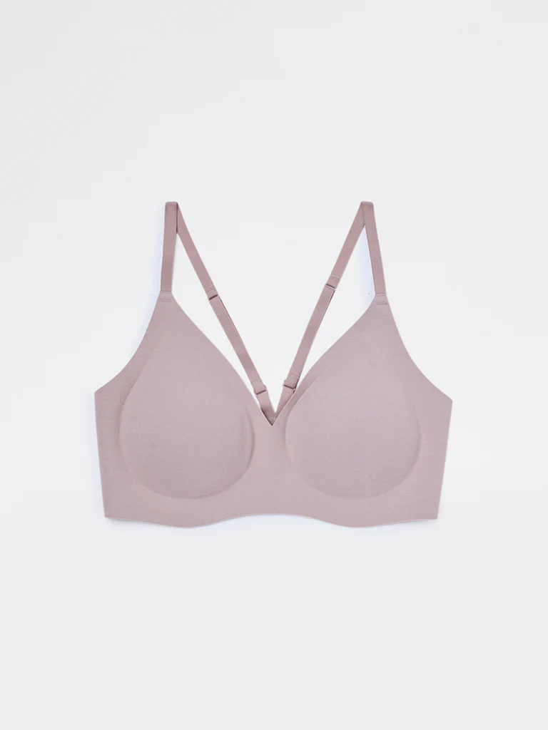 Superstar Beige Invisible Padded Cotton-Blend Bra