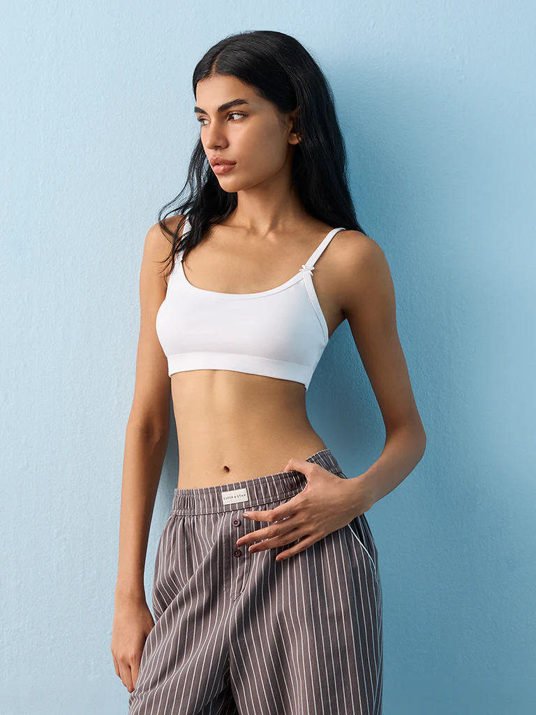 Superstar Black and White Cotton-Blend Crop Top Bra - Pack of 2 - Image 2