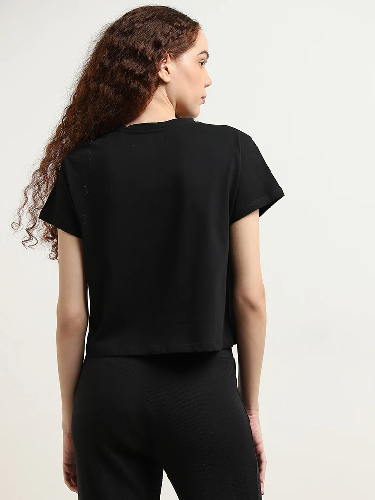 Superstar Black Graphic Printed Cotton T-Shirt - Image 4