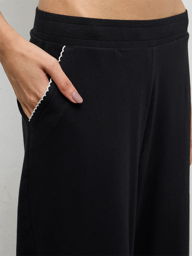 Superstar Black High-Rise Cotton-Blend Pants - Image 3