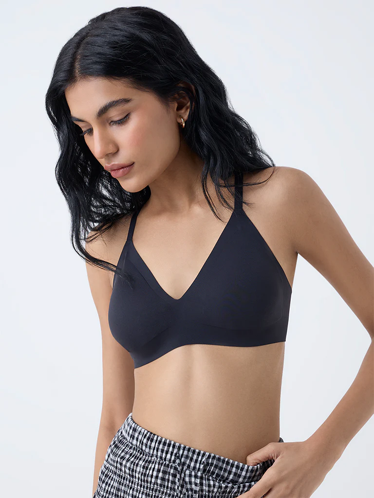 Superstar Black Invisible Padded Triangle Bra - Image 2