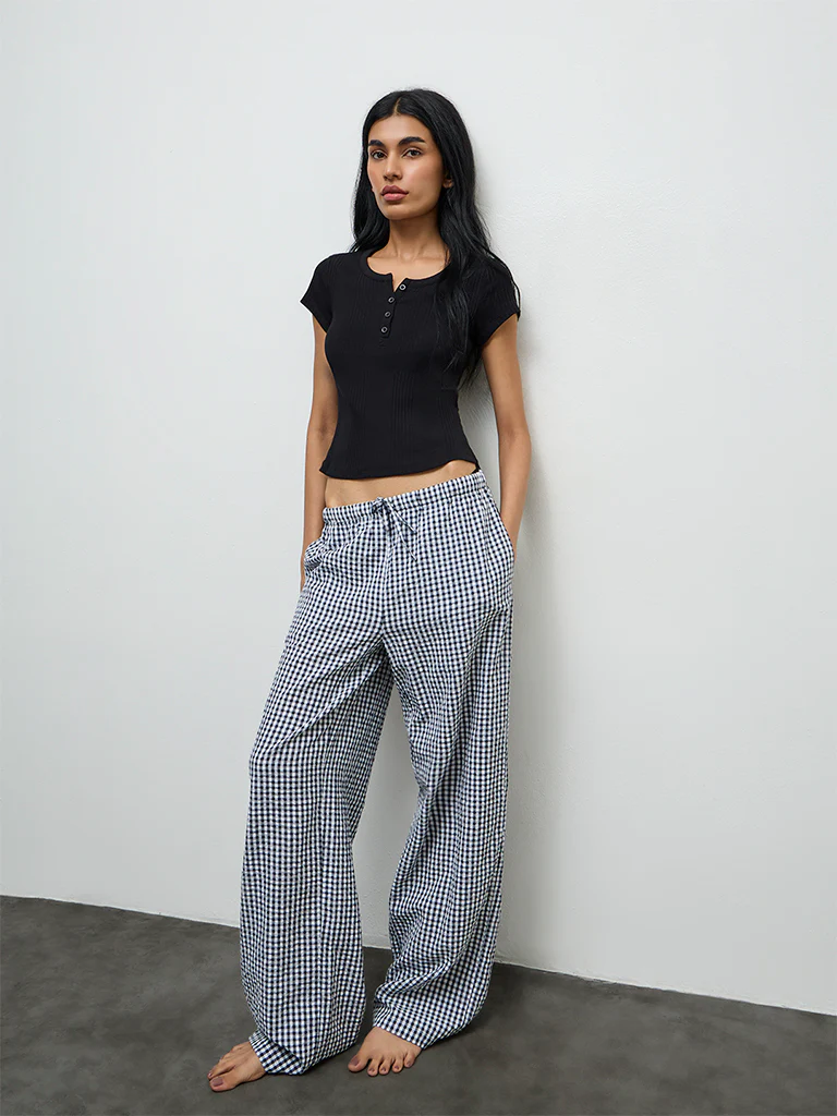 Superstar Black Ribbed Cotton-Blend Top