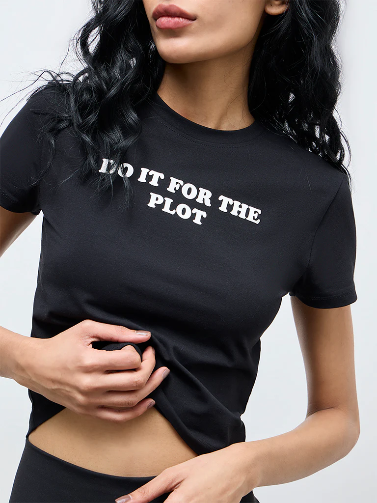 Superstar Black Text Printed Cotton-Blend T-Shirt - Image 3