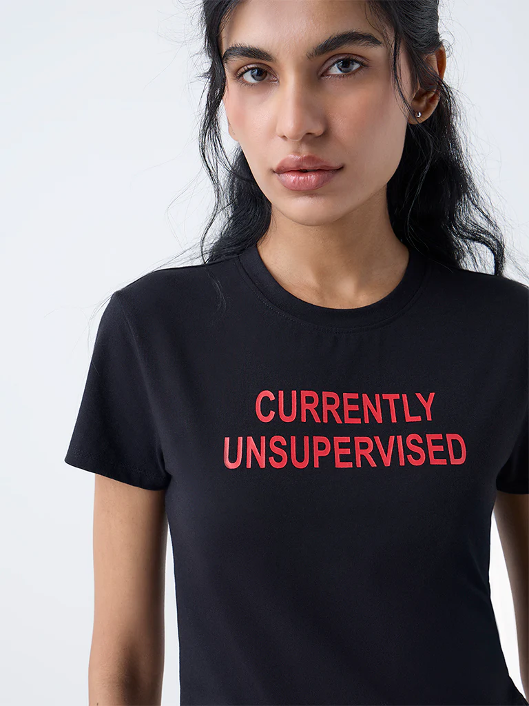 Superstar Black Typographic Cotton-Blend T-Shirt - Image 3