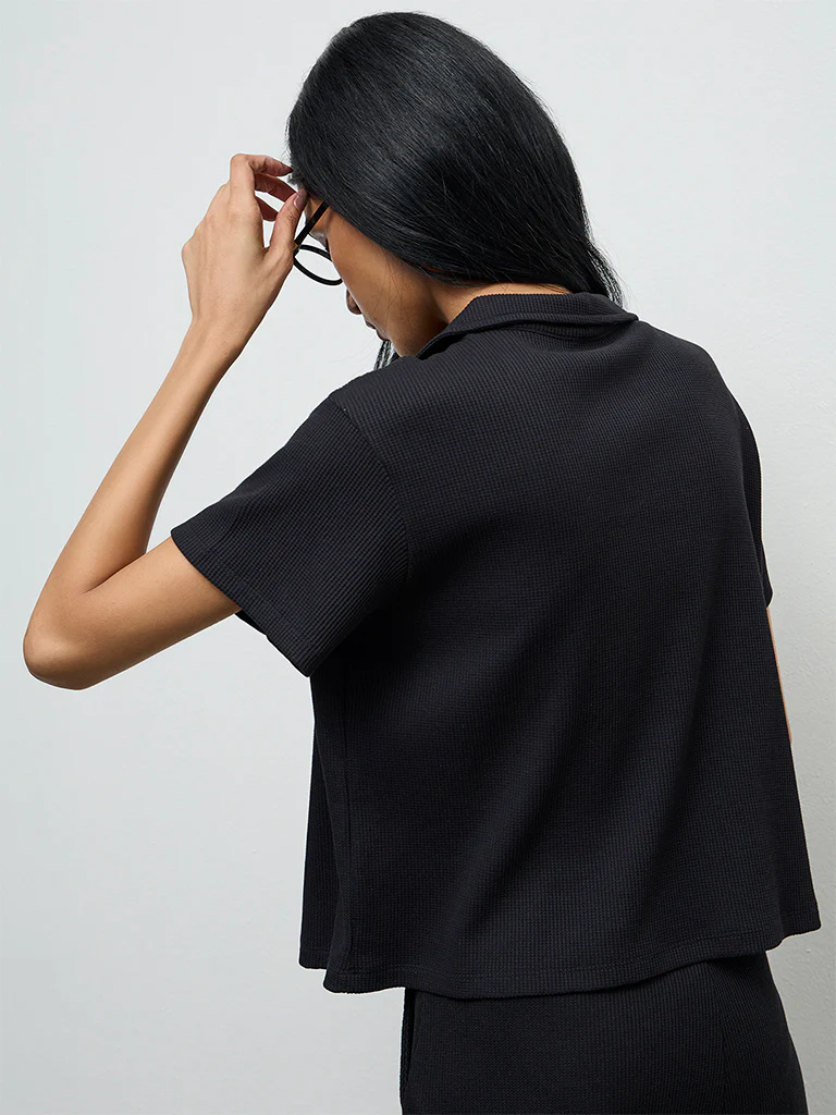 Superstar Black Waffle-Textured Shirt - Image 4