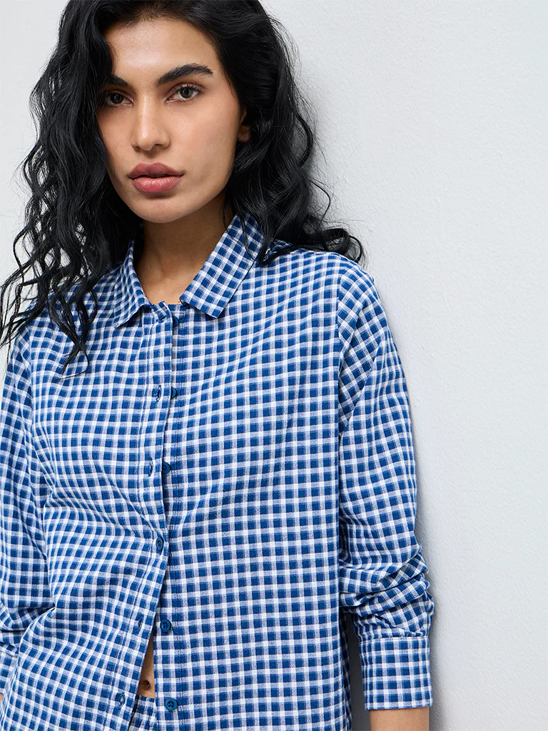 Superstar Blue Checks Cotton Shirt - Image 3