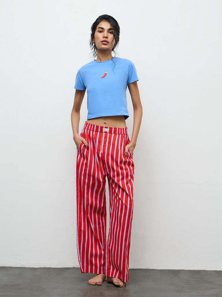 Superstar Blue Embroidered Cotton-Blend T-Shirt - Image 2