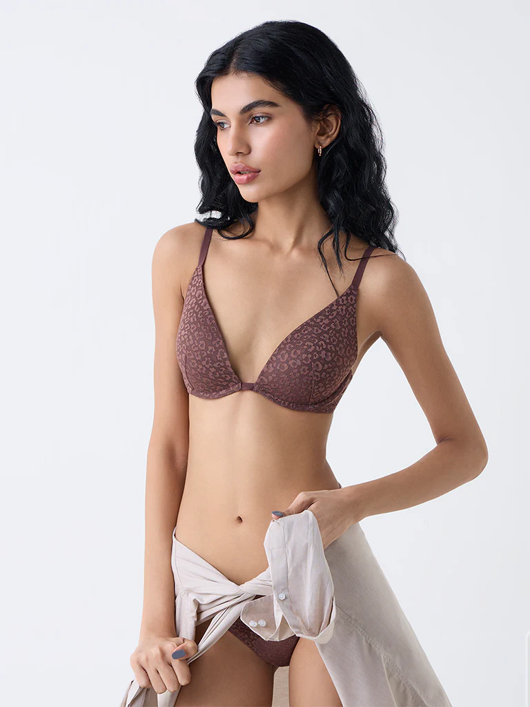 Superstar Brown Animal Pattern Underwired Bra