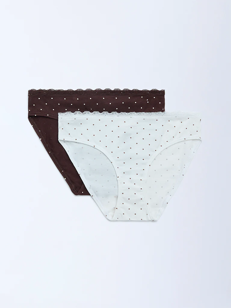 Superstar Brown Cotton-Blend Bikini Briefs - Pack of 2 - Image 2