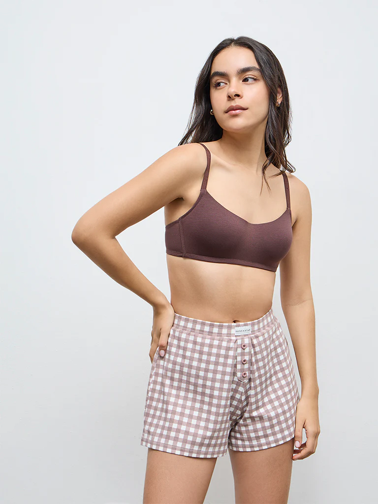 Superstar Brown Cotton-Blend Padded Bra - Image 2