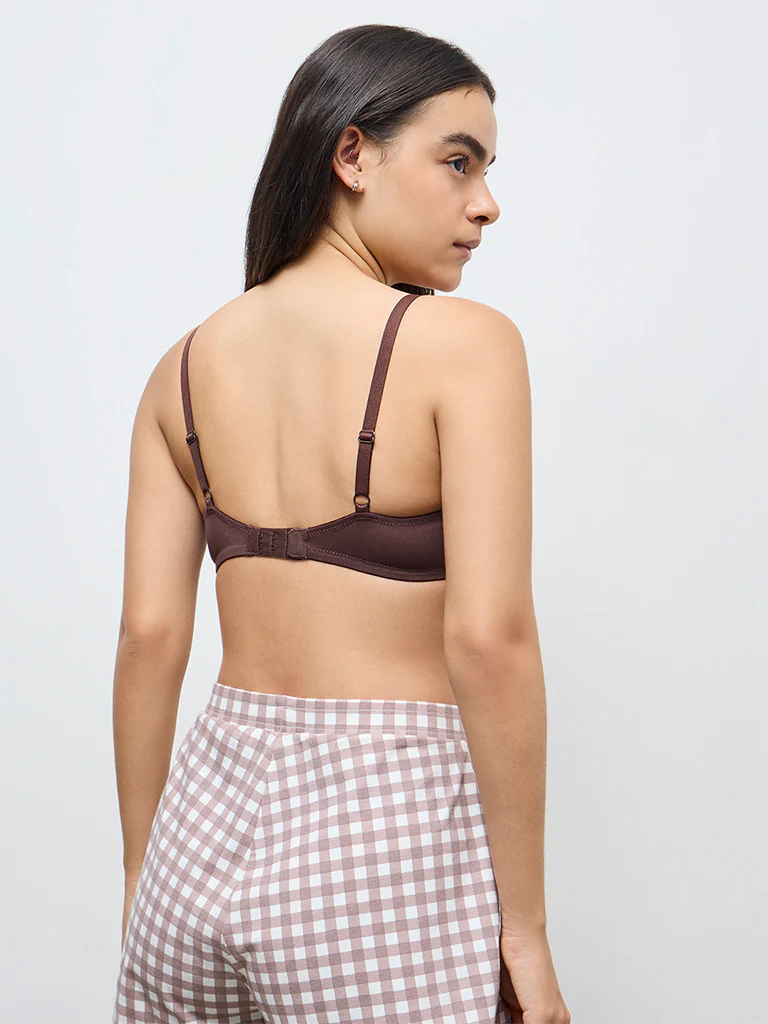 Superstar Brown Cotton-Blend Padded Bra - Image 4