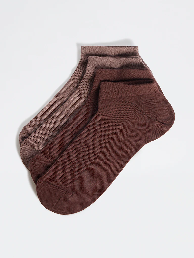 Superstar Brown Ribbed Cotton-Blend Trainer Socks - Pack of 2 - Image 2