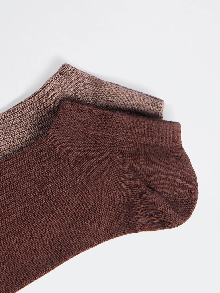 Superstar Brown Ribbed Cotton-Blend Trainer Socks - Pack of 2 - Image 3