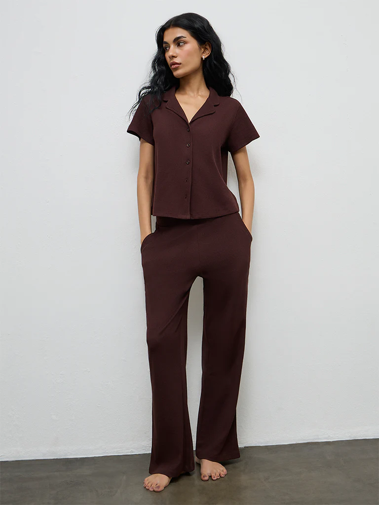 Superstar Brown Textured Cotton Shirt - Image 2