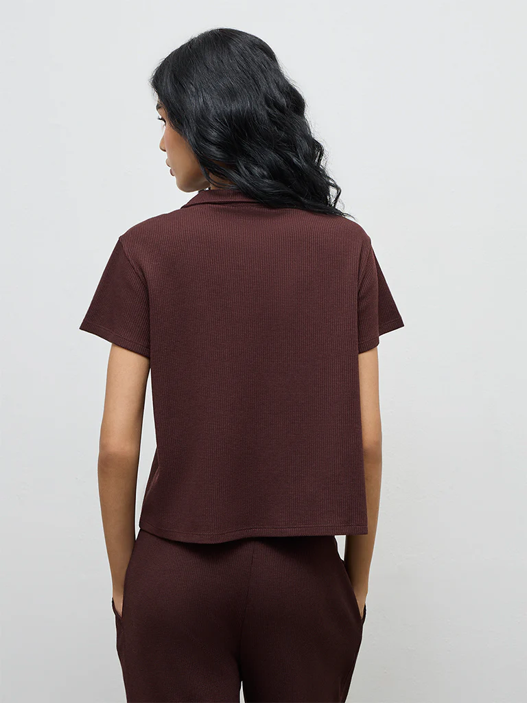 Superstar Brown Textured Cotton Shirt - Image 4