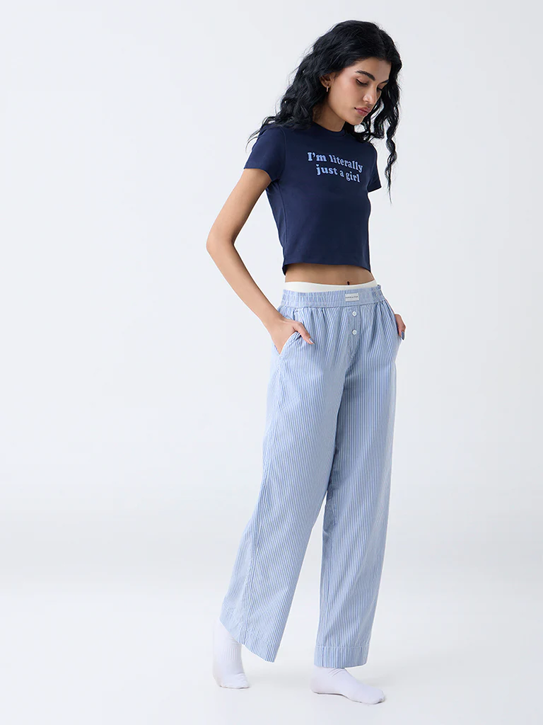 Superstar Dark Blue Text Design Cotton-Blend T-Shirt - Image 2