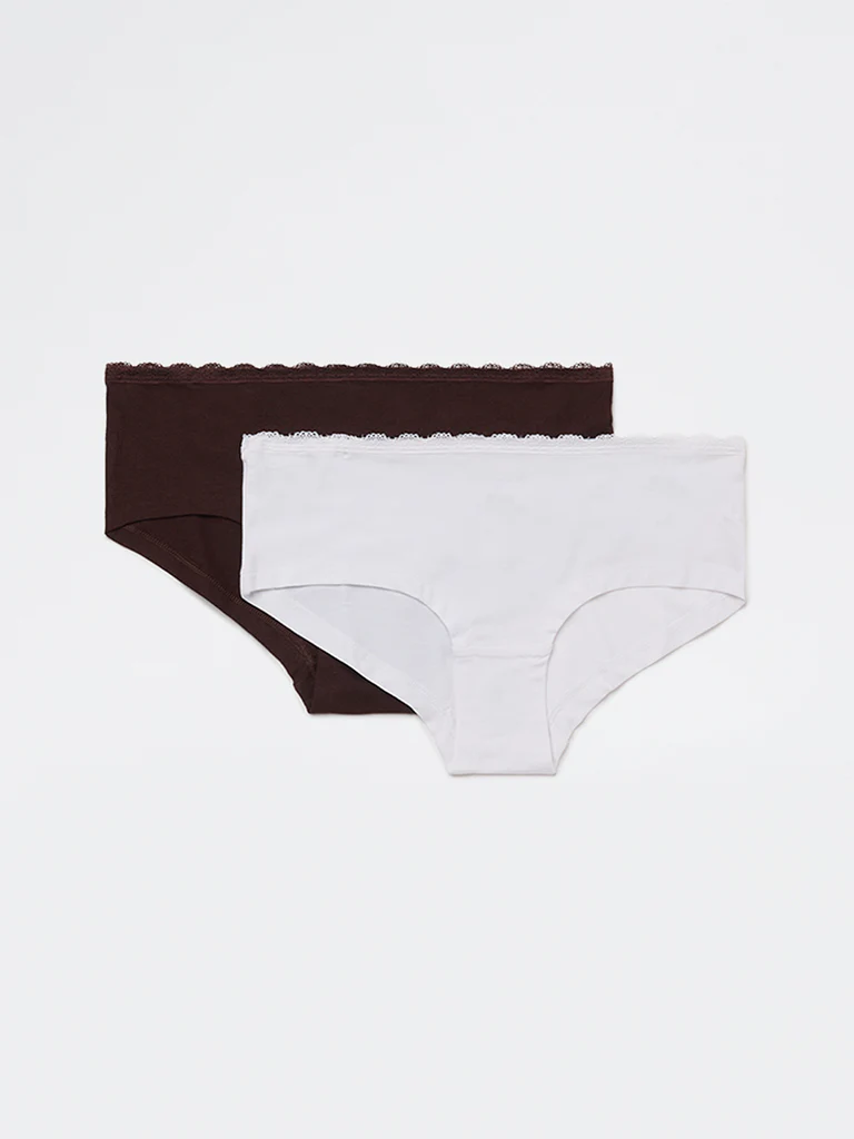 Superstar Dark Brown Solid Low-Rise Cotton-Blend Briefs - Pack of 2