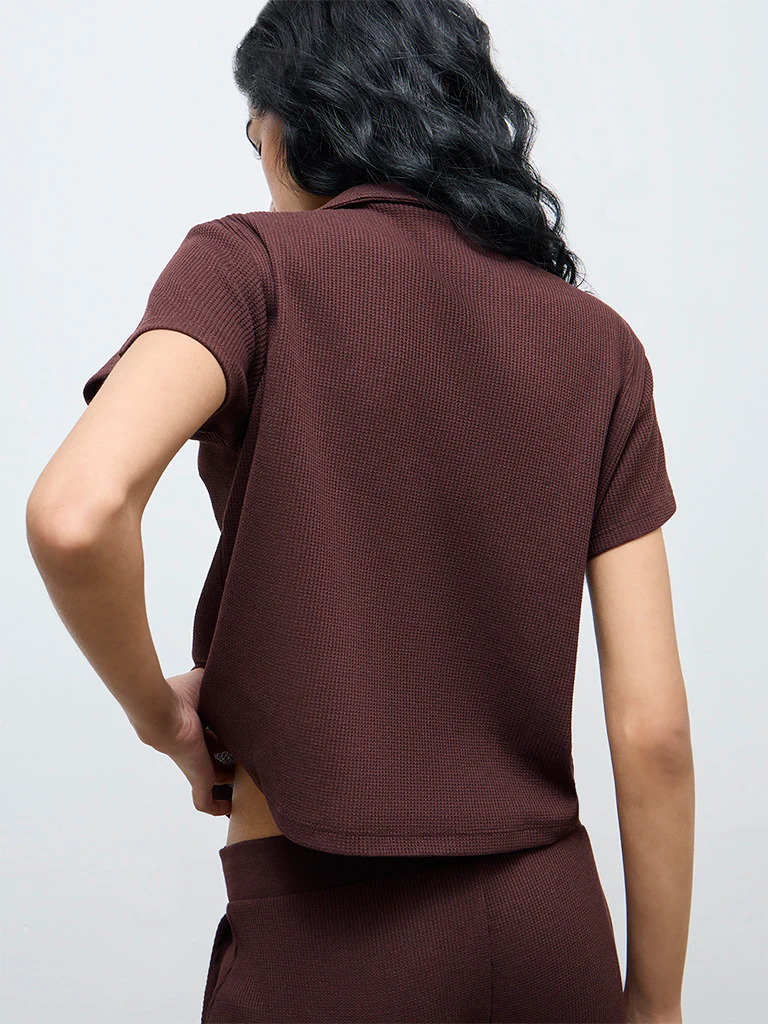 Superstar Dark Brown Waffle-Textured Shirt - Image 4