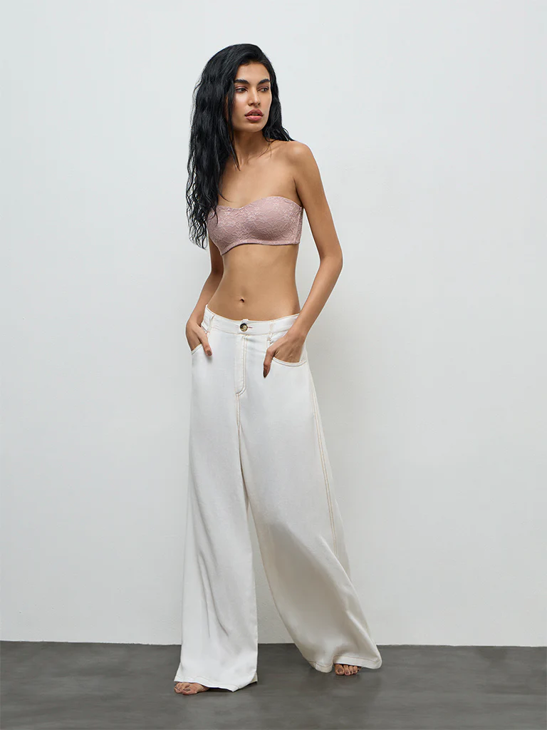 Superstar Dusty Mauve Lace-Detailed Padded Bra - Image 2