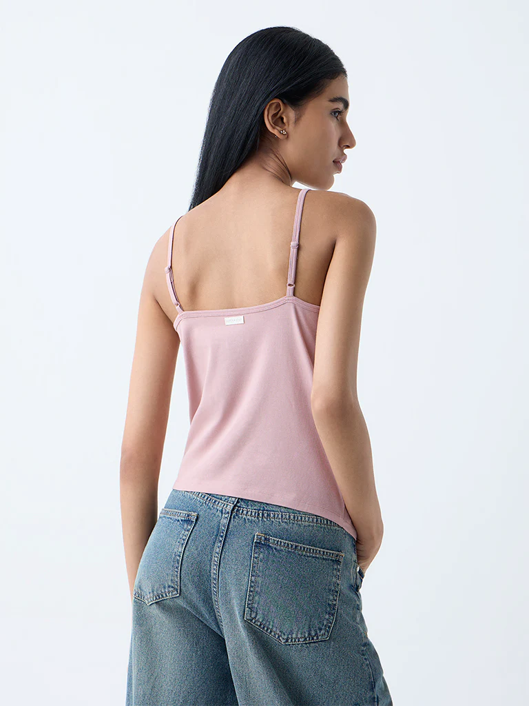 Superstar Dusty Pink Cotton-Blend Camisoles - Pack of 2 - Image 5