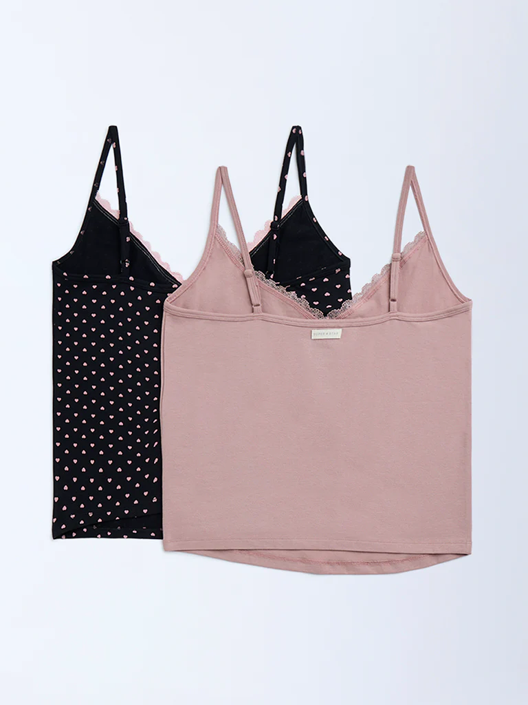 Superstar Dusty Pink Cotton-Blend Camisoles - Pack of 2 - Image 4