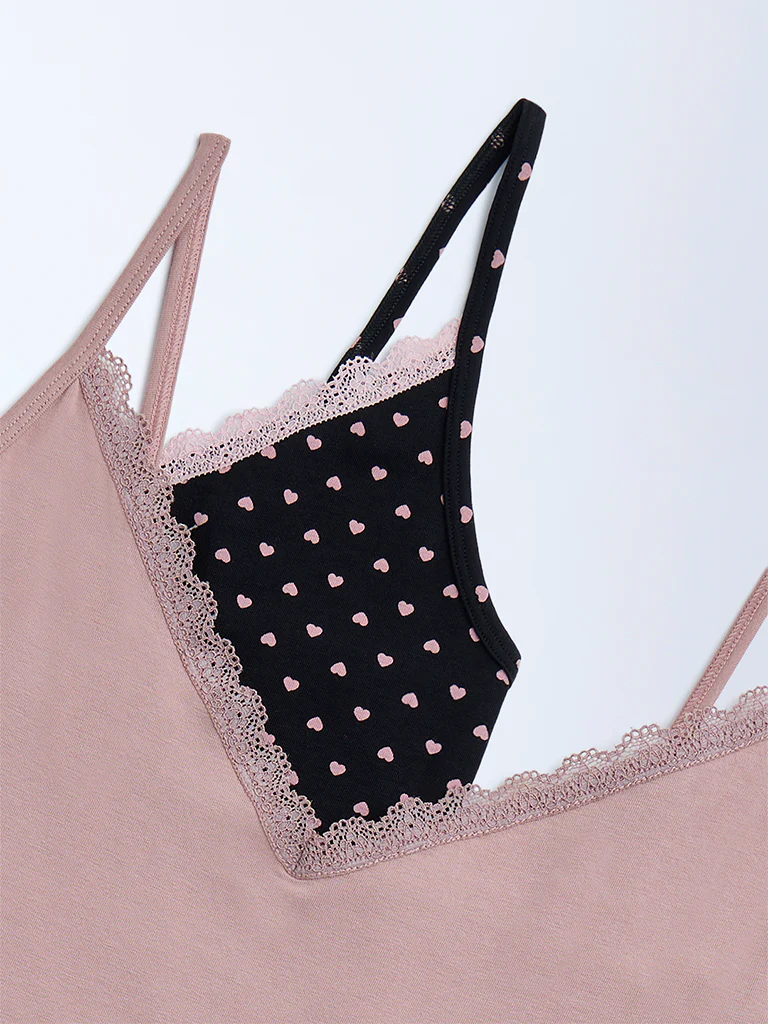 Superstar Dusty Pink Cotton-Blend Camisoles - Pack of 2 - Image 5