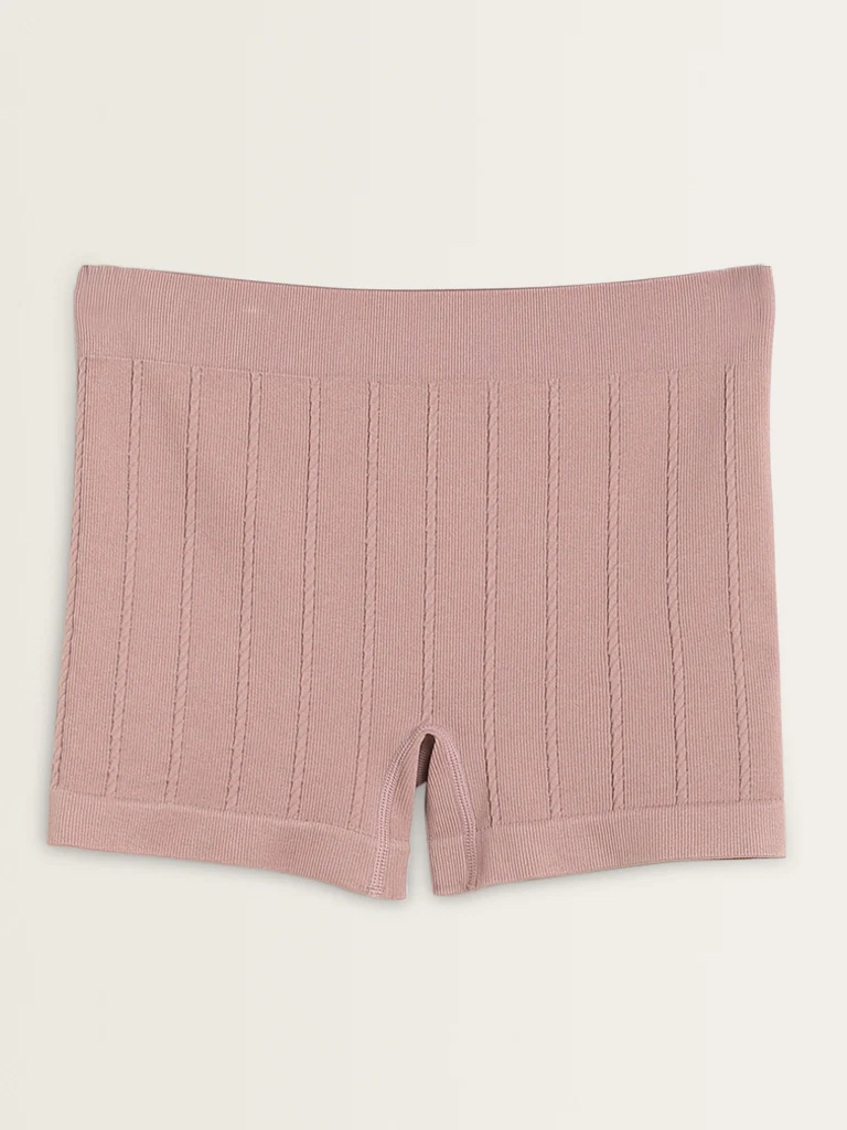 Superstar Dusty Pink Ribbed Mid-Rise Shorts Briefs - Image 5