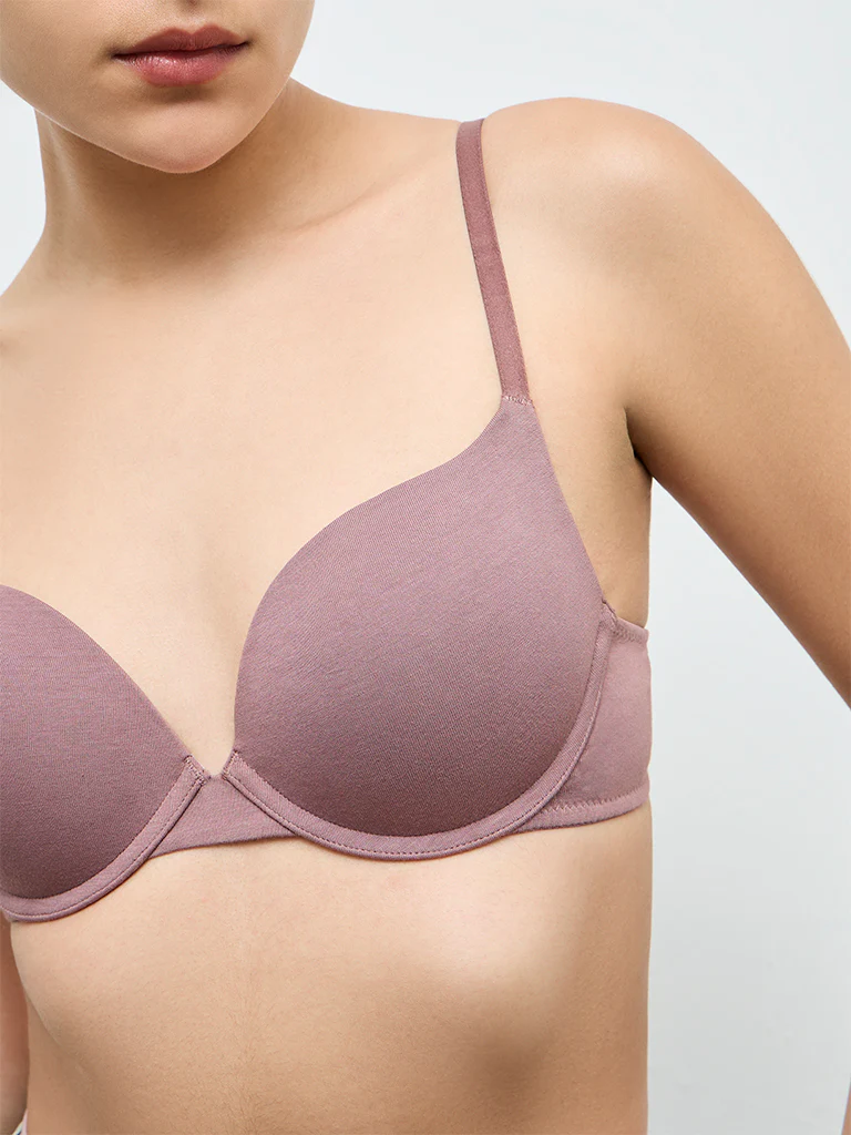 Superstar Dusty Pink Under-wired Cotton Push-Up Bra - Image 3