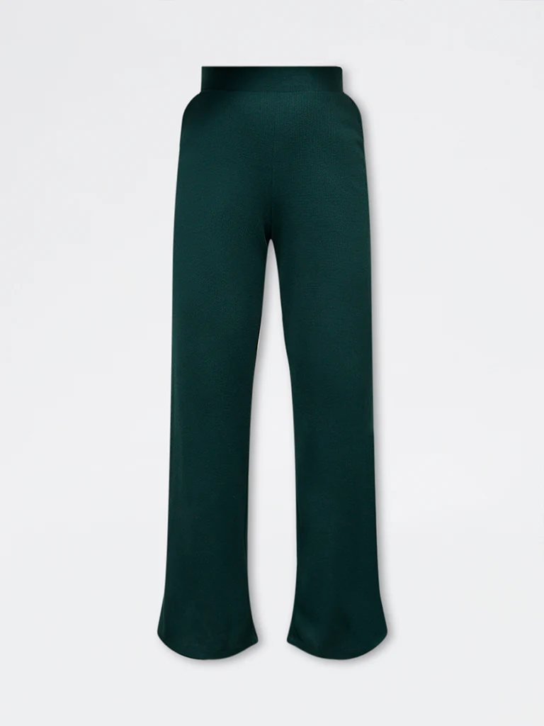 Superstar Green Waffle-Textured High-Rise Pants