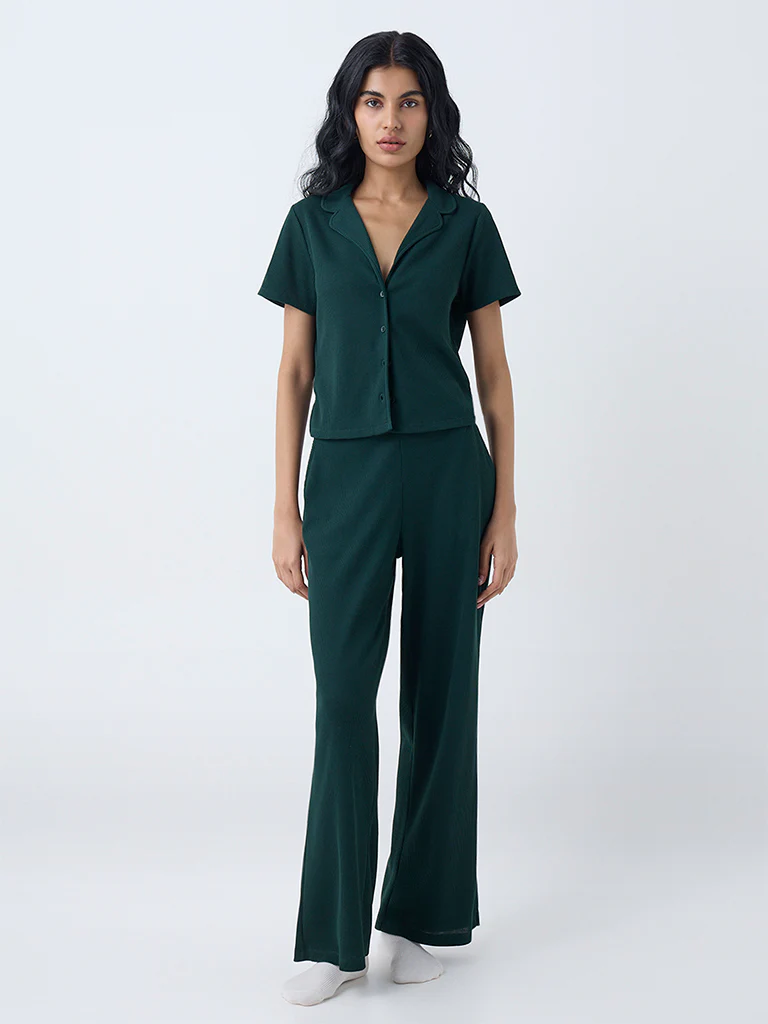 Superstar Green Waffle-Textured Shirt - Image 2
