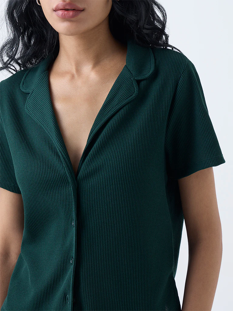 Superstar Green Waffle-Textured Shirt - Image 3