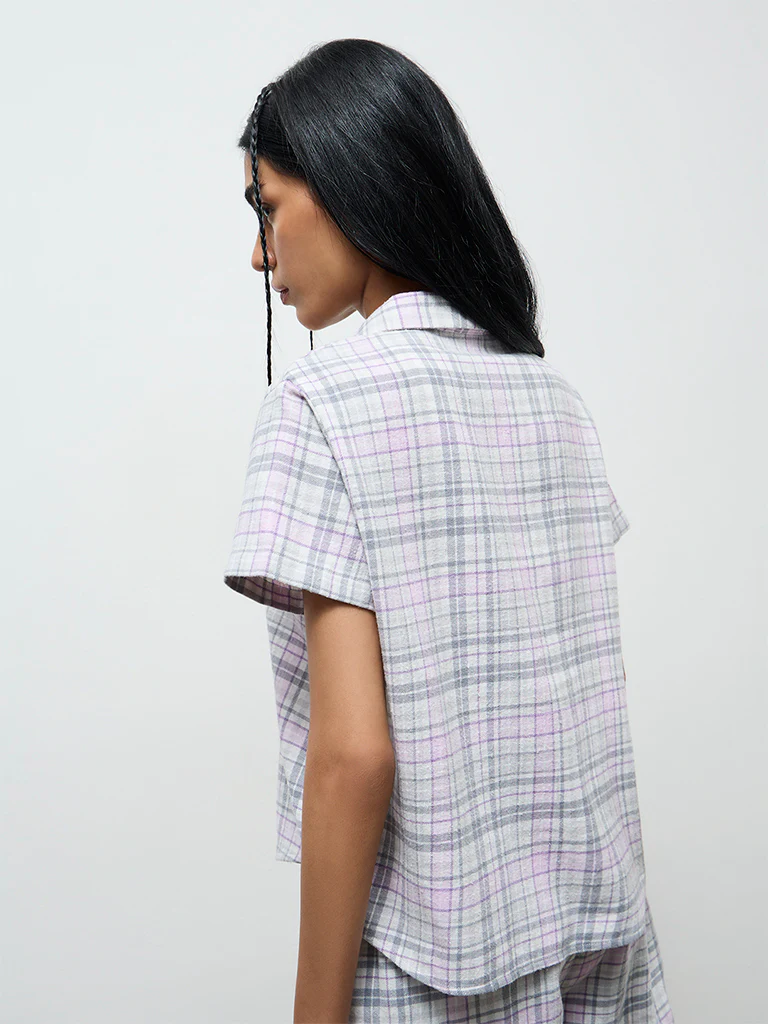 Superstar Grey Checkered Cotton Shirt - Image 4