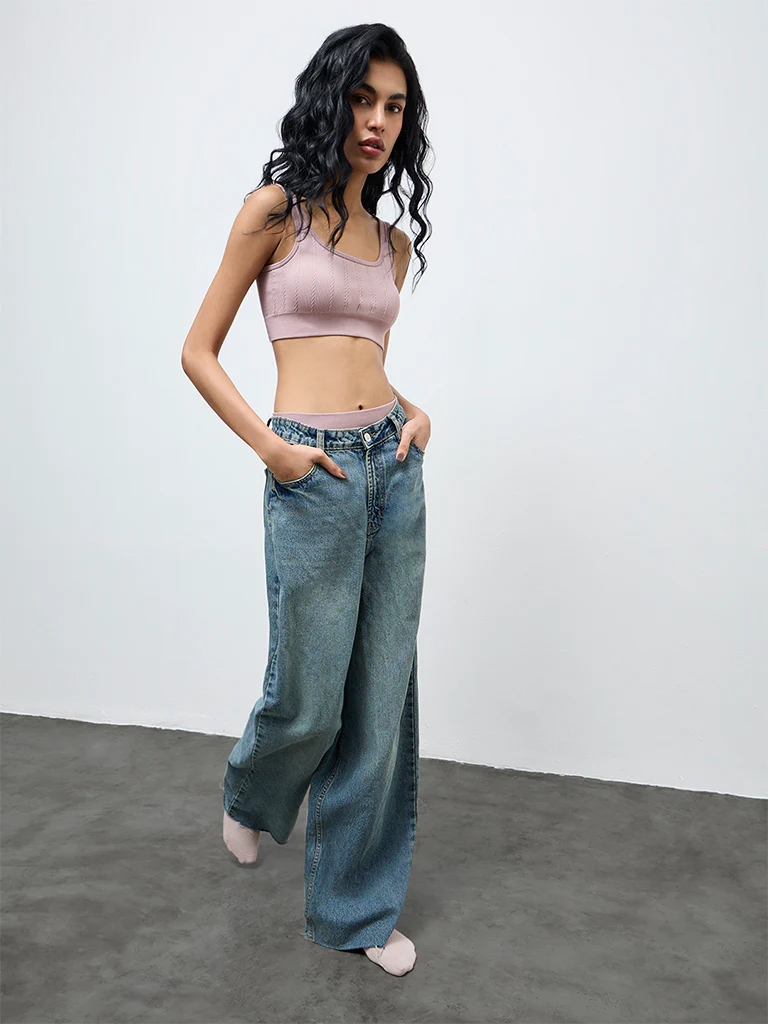 Superstar Mauve Cable-Knit Seamfree Padded Bra - Image 2