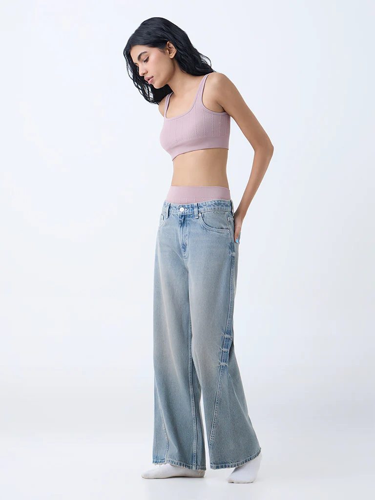 Superstar Mauve Knit-Textured Seam-Free Padded Bra