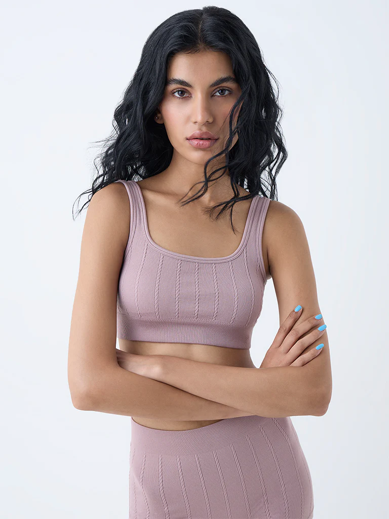 Superstar Mauve Knit-Textured Seam-Free Padded Bra - Image 2
