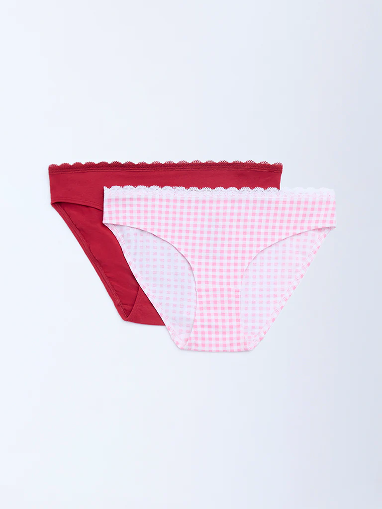 Superstar Multicolour Checks Cotton-Blend Briefs - Pack of 2 - Image 2