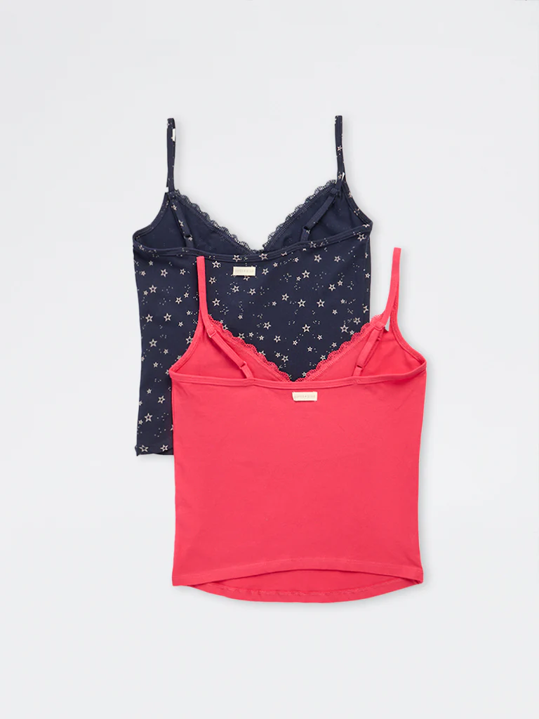 Superstar Navy Printed Cotton-Blend Camisole - Pack of 2 - Image 6