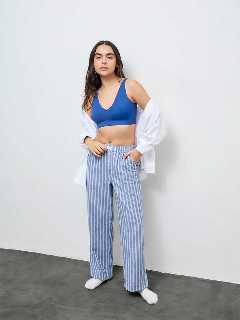 Superstar Navy Ribbed Padded Bra