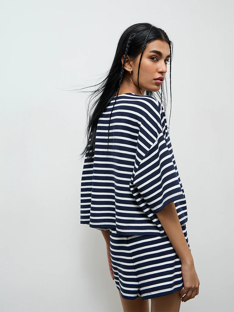 Superstar Navy Striped Cotton Top - Image 4