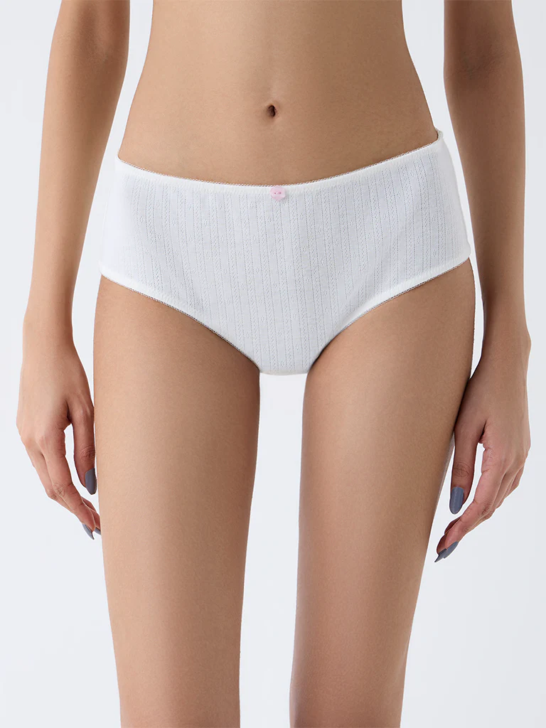 Superstar Off-White Pointelle Knitted Hipster Briefs - Image 2