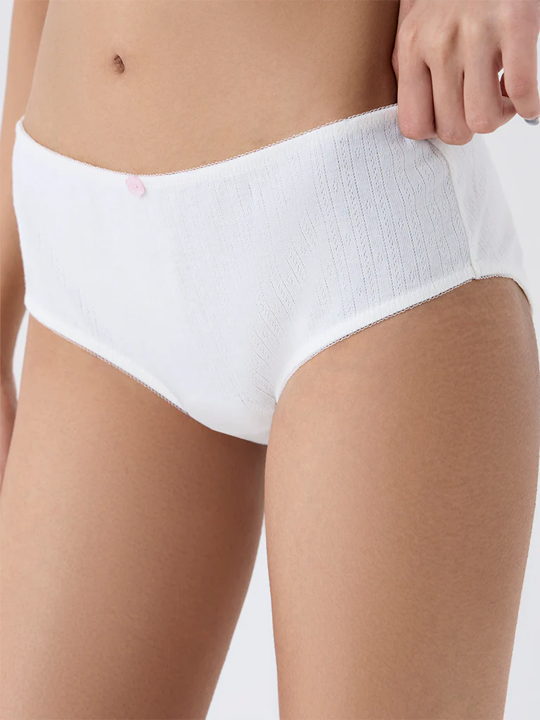 Superstar Off-White Pointelle Knitted Hipster Briefs - Image 3
