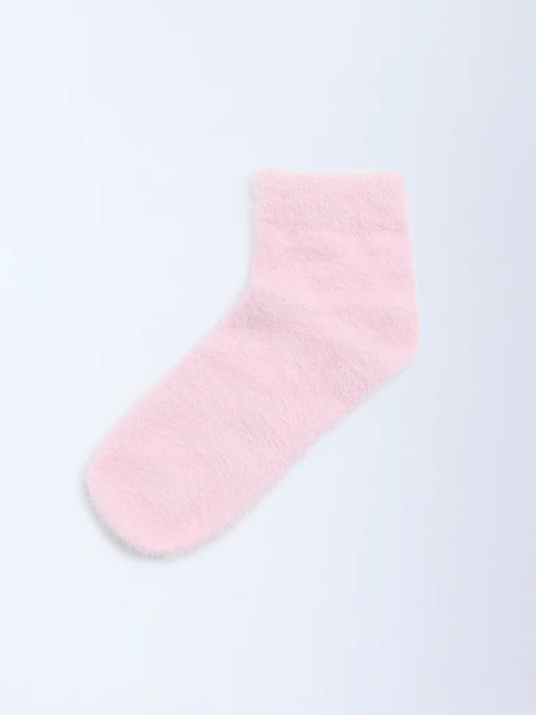 Superstar Pink Fur-Textured Ankle Socks