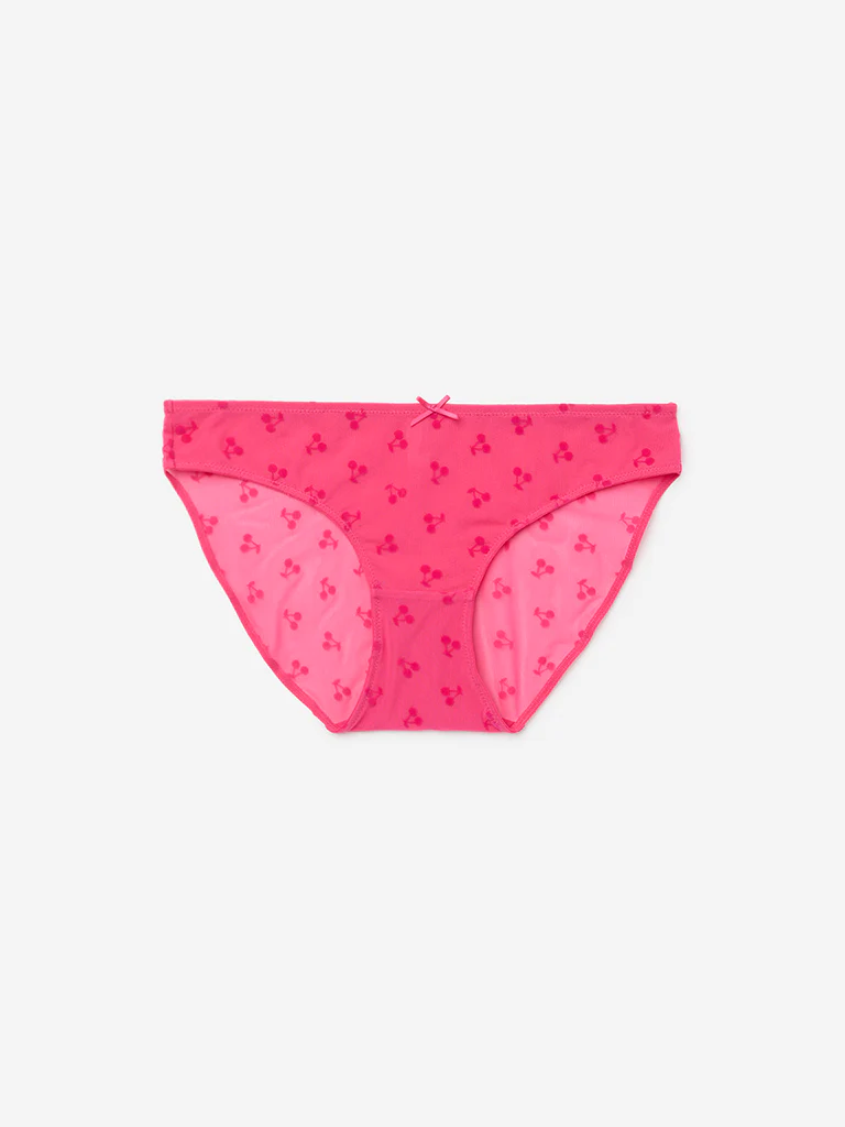 Superstar Pink Printed Brazilian Mesh Briefs - Image 2