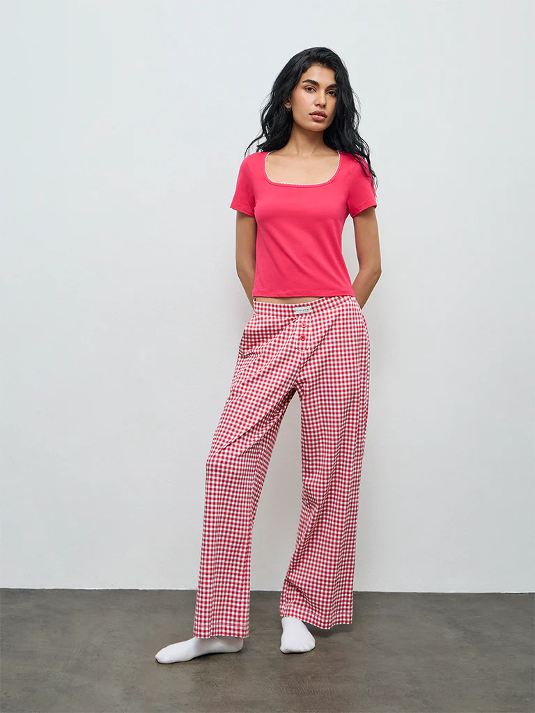 Superstar Pink Solid Cotton-Blend Top - Image 2