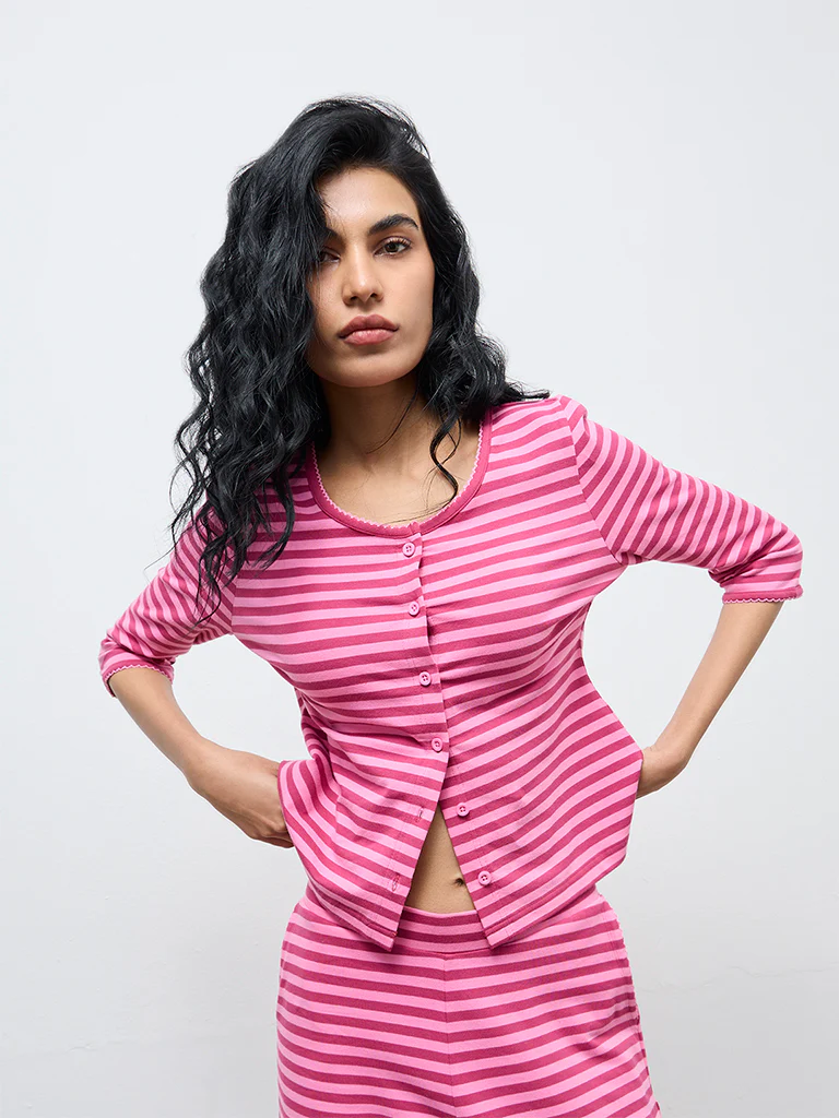 Superstar Pink Striped Cotton-Blend Shirt