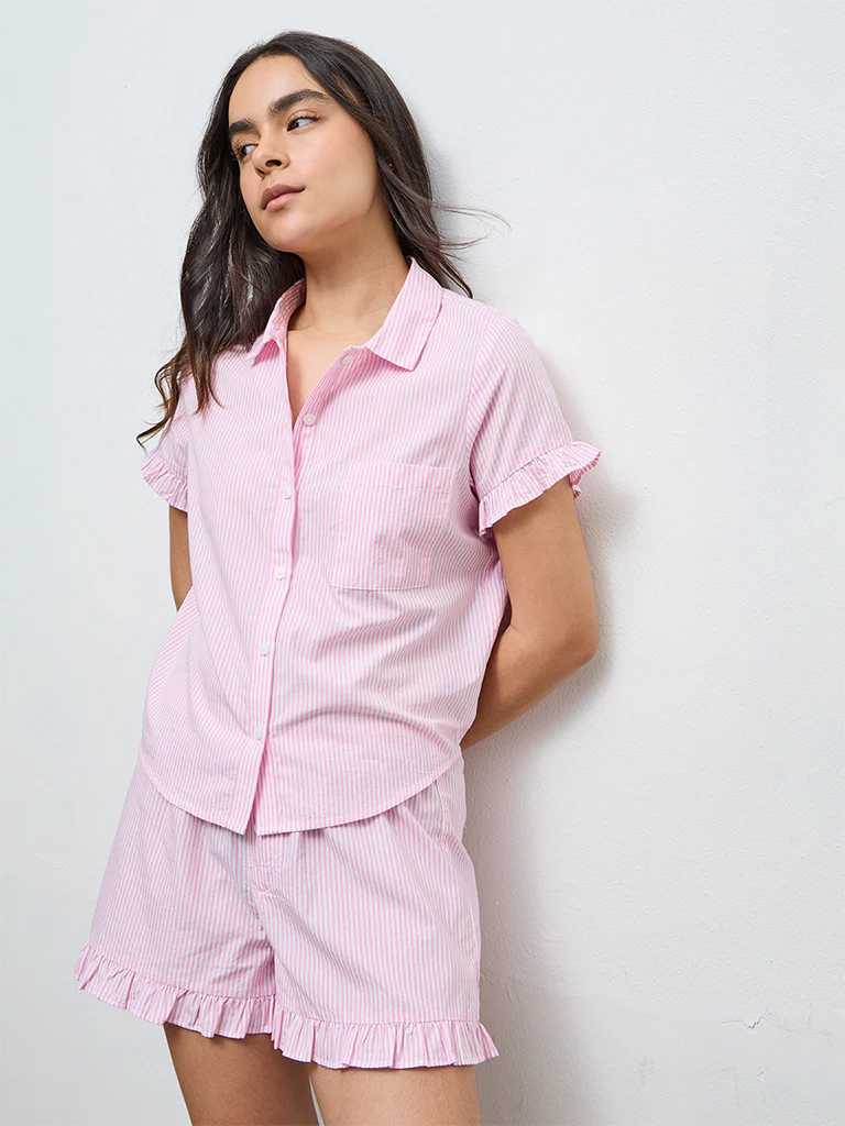 Superstar Pink Striped Cotton Shirt