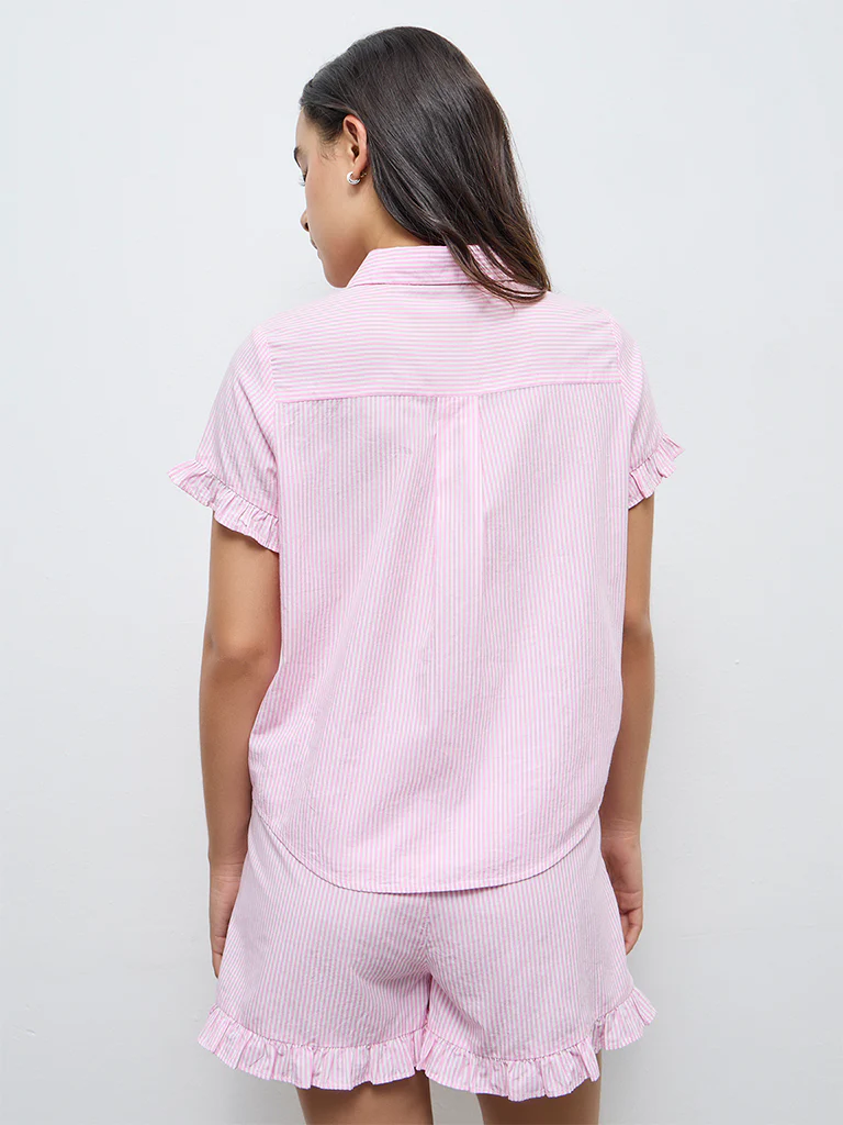 Superstar Pink Striped Cotton Shirt - Image 4