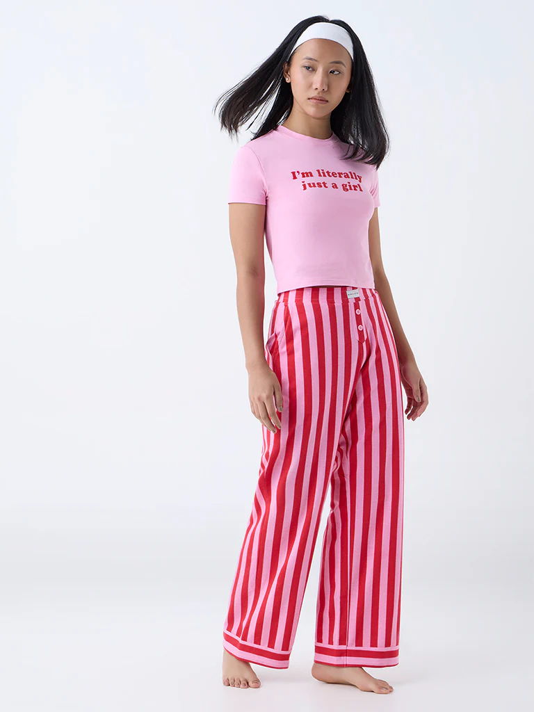 Superstar Pink Text Detailed Cotton-Blend T-Shirt - Image 2