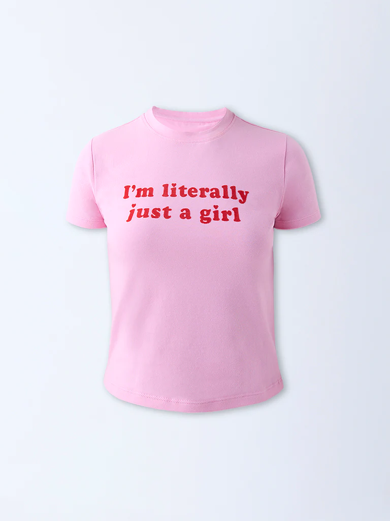 Superstar Pink Text Detailed Cotton-Blend T-Shirt - Image 5