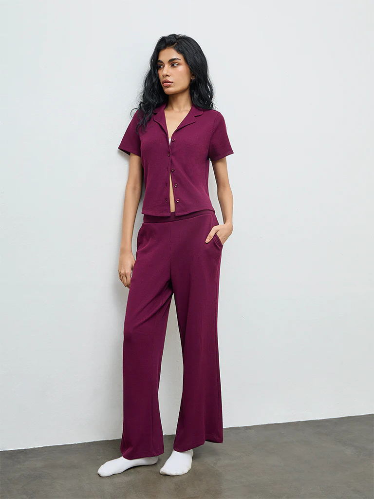 Superstar Plum Textured Shirt - Image 2